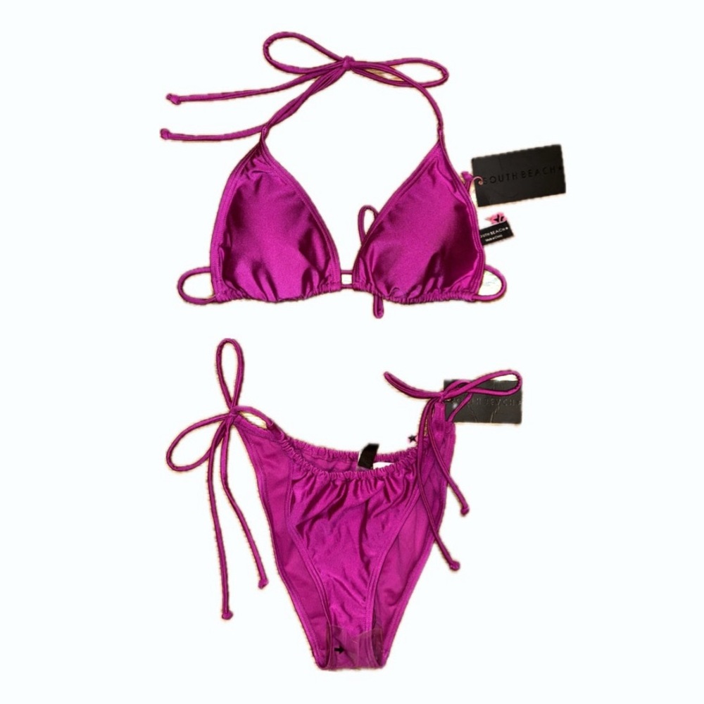 South Beach Metallic Tie Bikini NWTs